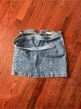 PacSun Light Blue Denim Mini Skirt with Waist Tie